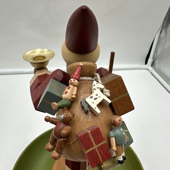Kathe Wohlfahrt German Wood Santa Father Christmas w Bag of Toys Candleholder12” - Picture 5 of 8
